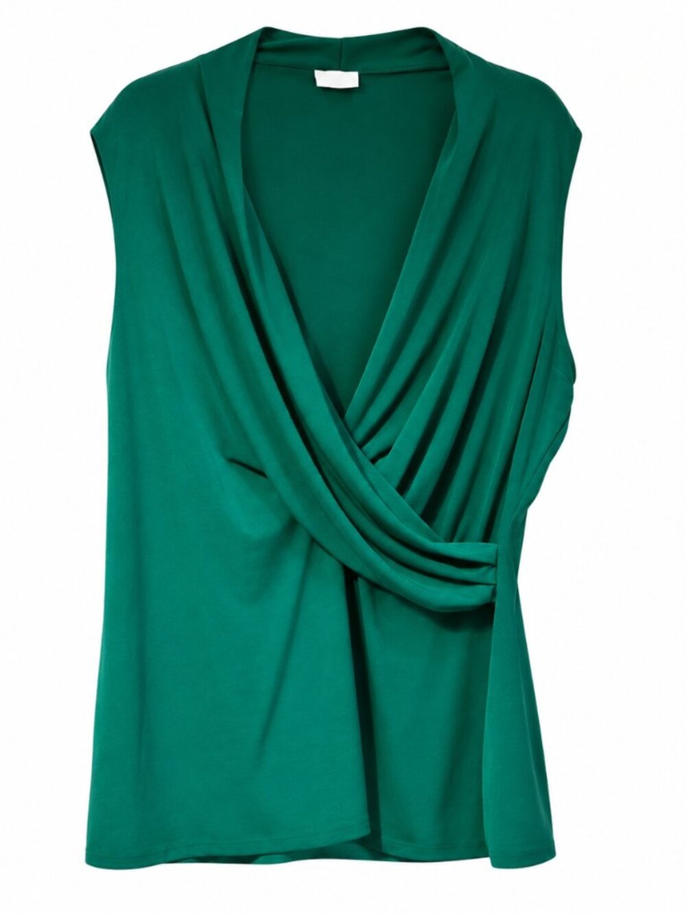 Green Sleeveless Wrap Blouse with V-Neck Great Fall Holiday Layer! 2X